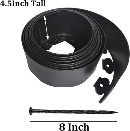 Landscape Edging Kit,20FT Plastic Garden Edging with 25 Stakes,4.5 Inch Tall Lawn Edging for Yard,Lawn,Flower Gardens Border