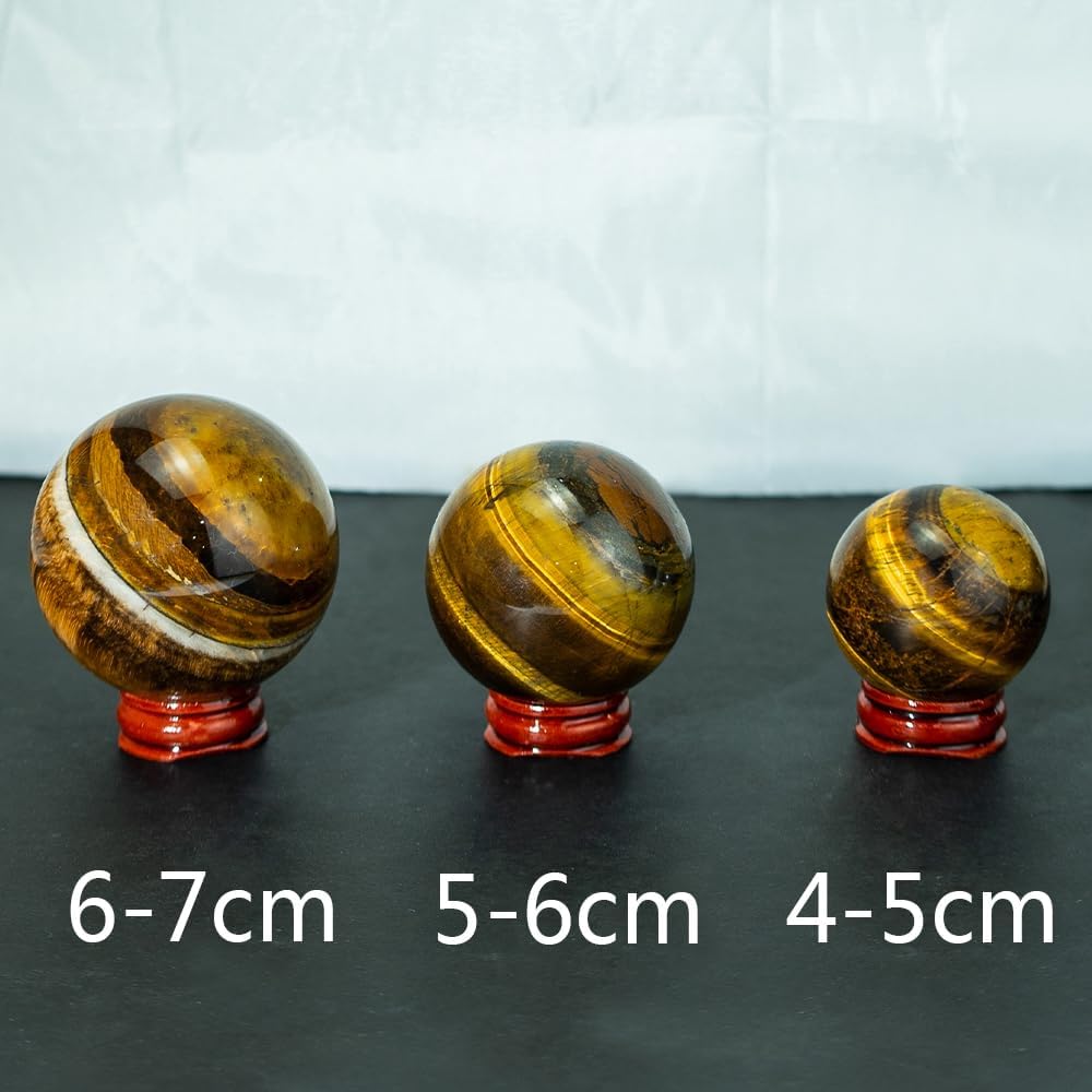 4-5CM/1.58-1.97inch Ttiger Eyes Crystal Ball Polished Natural Tiger Eye Stone Sphere Decorative Sphere Healing Crystals Ball Stone Crafts Home Decor Ornament Gifts (40-50mm, Tiger's Eye)