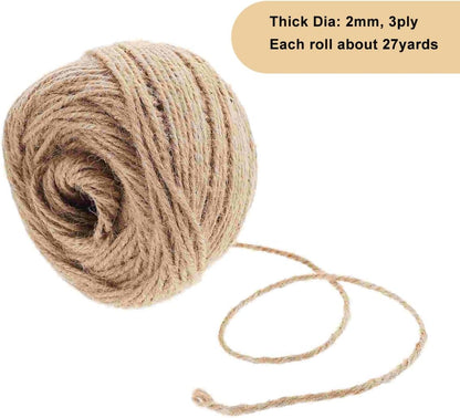 8 Color Jute Twine Natural Jute String 2mm 3 Ply Twine String, for DIY Artworks and Embellishments Crafts, Gift Wrapping, Picture Display and Gardening (Coloured-2)