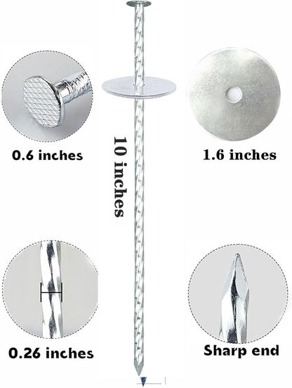 10 Inch Landscape Stakes, Galvanized Metal Garden Stakes, Landscape Edging Anchoring Spikes Stakes, Camping Stakes Tent Pegs for Artificial Turf, Paver Edging, Weed Barrier (40 Pack)