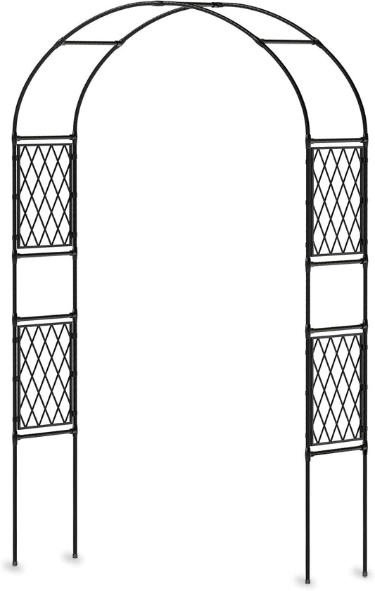 Metal Garden Arbor, Garden Arch Trellis for Climbing Plants, Decorative Archway Wedding Arch Frame for Patio, Backyard, Patio, Lawn, Pathway, Black