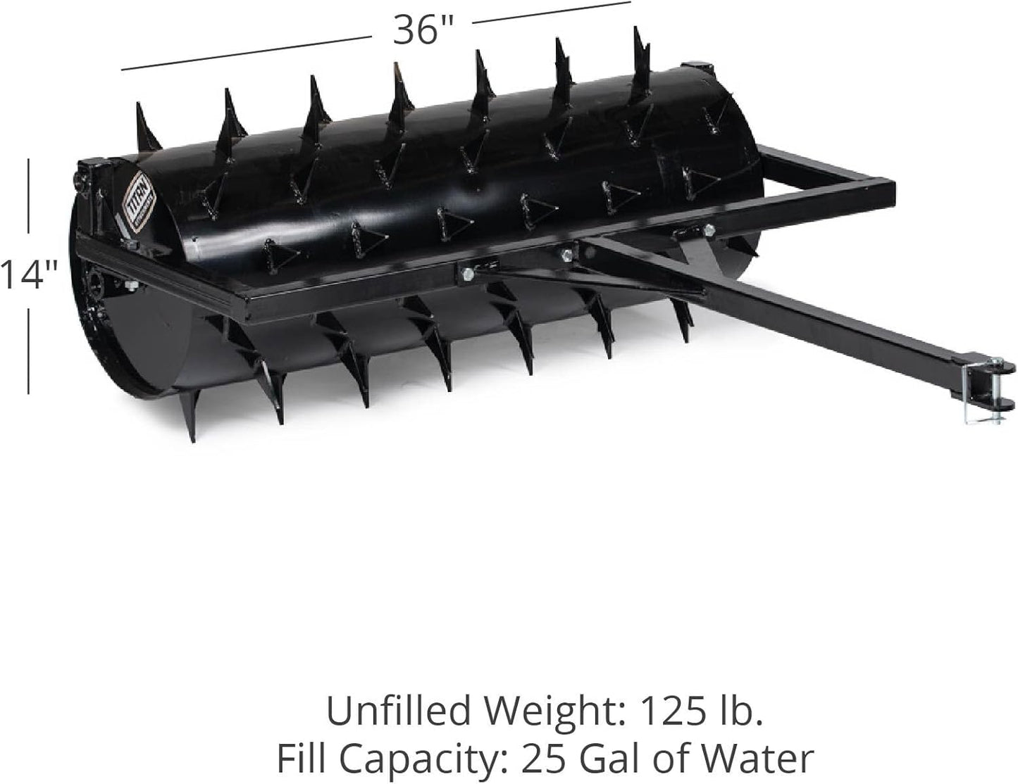 Titan 3 FT Tow-Behind Drum Spike Aerator Holds up to 25 Gal Water, 3" Long Welded On Spikes, for ATV UTV and Utility Tractor, Breaks Ground for Better Drainage & Fertilization