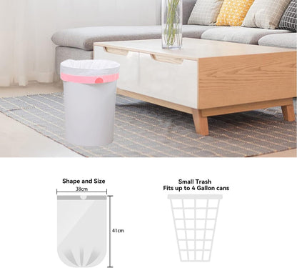 1.2 Gallon Small Trash Bags Drawstring, Mini Garbage Bags, 88 Count, 1.14Mil Thickness, 3.8g/pcs, 38 * 41cm, Unscented, Clear