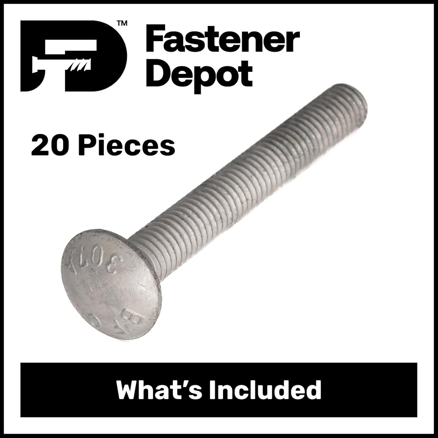 3/4"-10 x 3 (20 Pack) Hot Dipped Galvanized Carriage Bolt Grade 307A for Exterior Use by Fastener Depot
