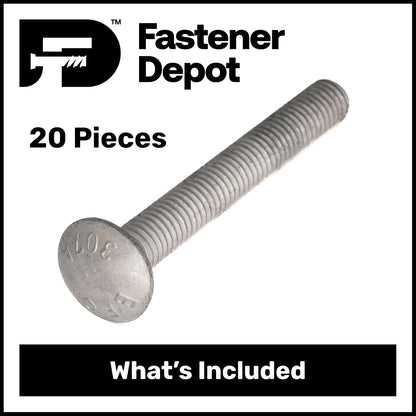 3/4"-10 x 3 (20 Pack) Hot Dipped Galvanized Carriage Bolt Grade 307A for Exterior Use by Fastener Depot