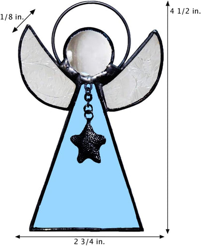 Angel Ornament Sun Catcher Blue Stained Glass Window Hanging Christmas Tree Decoration J Devlin ORN 215-3 (Pale Blue)