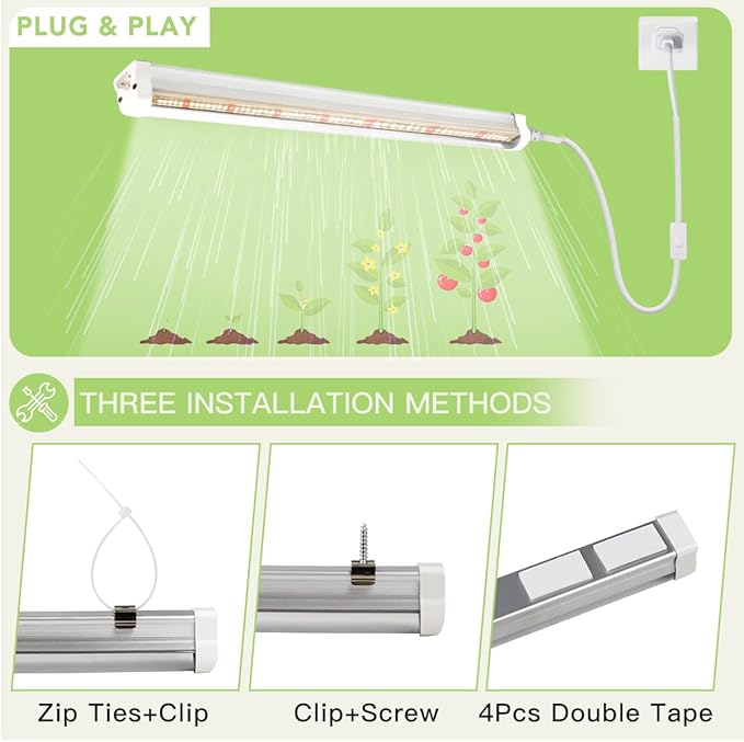 T5 LED Grow Lights, 1.4Ft 5000K Full Spectrum White Grow Lights for Indoor Plants Strip, Greenhouse Succulent Seed Starting, End-to-End Design