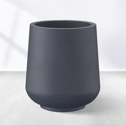 Kante 15.3" Dia Round Concrete Planter, Outdoor Indoor Large Plant Pots Containers with Drainage Hole and Rubber Plug for Home Garden Patio, Dark Gray