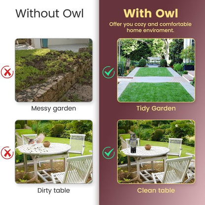 Fake Owl Decoys to Scare Birds Away, Waterproof 360° Rotating Head Hawks & Squirrel Deterrent, Patio Decoration Pest Control, Garden Owl Decoy for Outdoor Yard Patio Pools