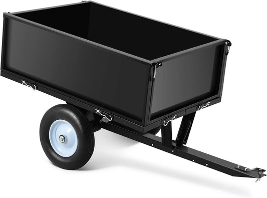500 LBS Tow Behind ATV Trailer Dump Cart, Heavy Duty Pull Behind Yard Wagon Garden Cart with 2