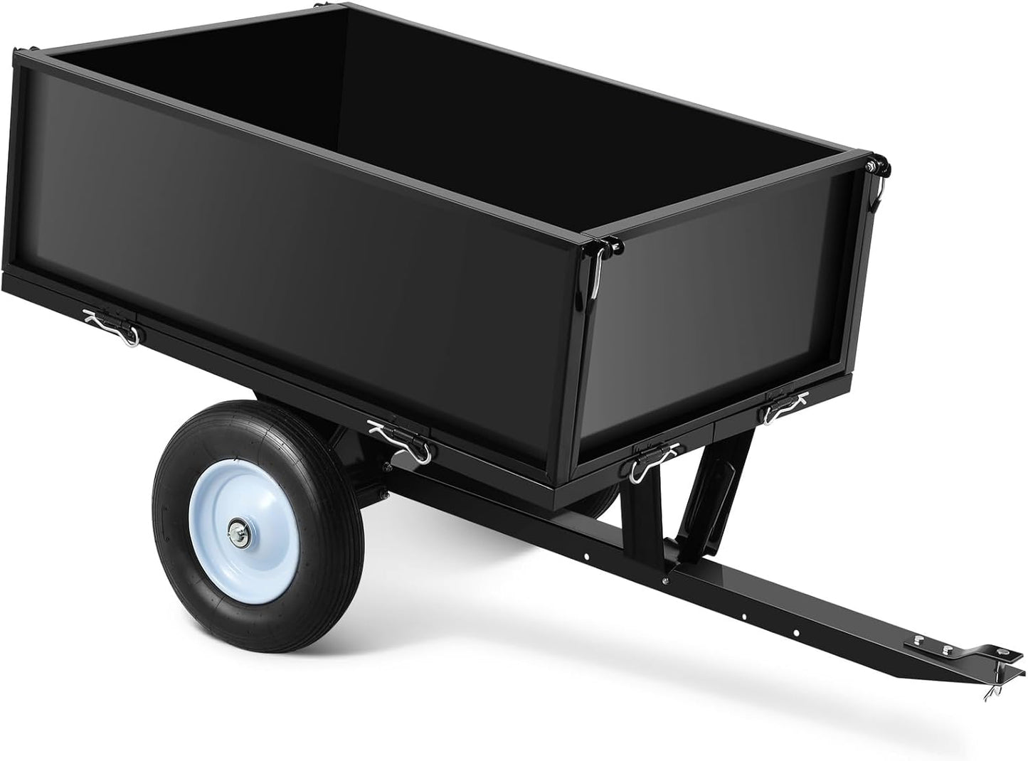 Heavy Duty Steel Dump Trailer, 500 LBS/11.4 Cu.Ft Capacity Garden Dump Cart for Lawn Mower, Utility Trailer with Removeable Rear Panel, Designed for Tractor, ATV, UTV, Black