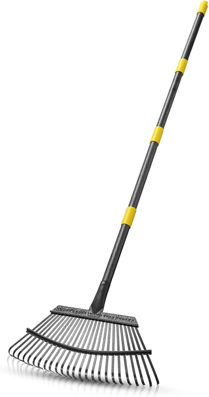 65 Inch Rake for Leaves, Rakes for Lawns Heavy Duty Hoe Lawns Leaf Lawn Leveling Rake Yard Tools for Picking up Leaves, Grass Clippings, Garbage with 25 Metal Tines Ergonomics Adjustable Handle