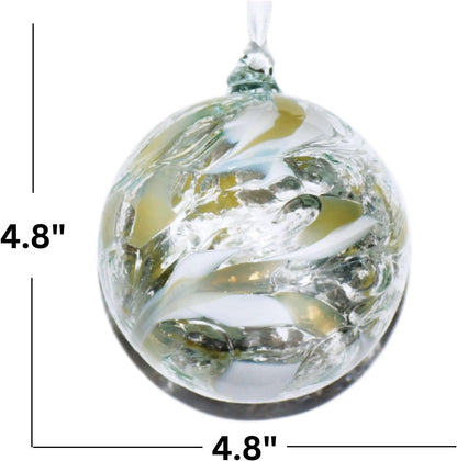Large Friendship Glass Ball Globe - White 4.7 inch Hand Blown Handmade Hanging Garden Gazing Ball Indoor Outdoor Home Decor, Friendship - White