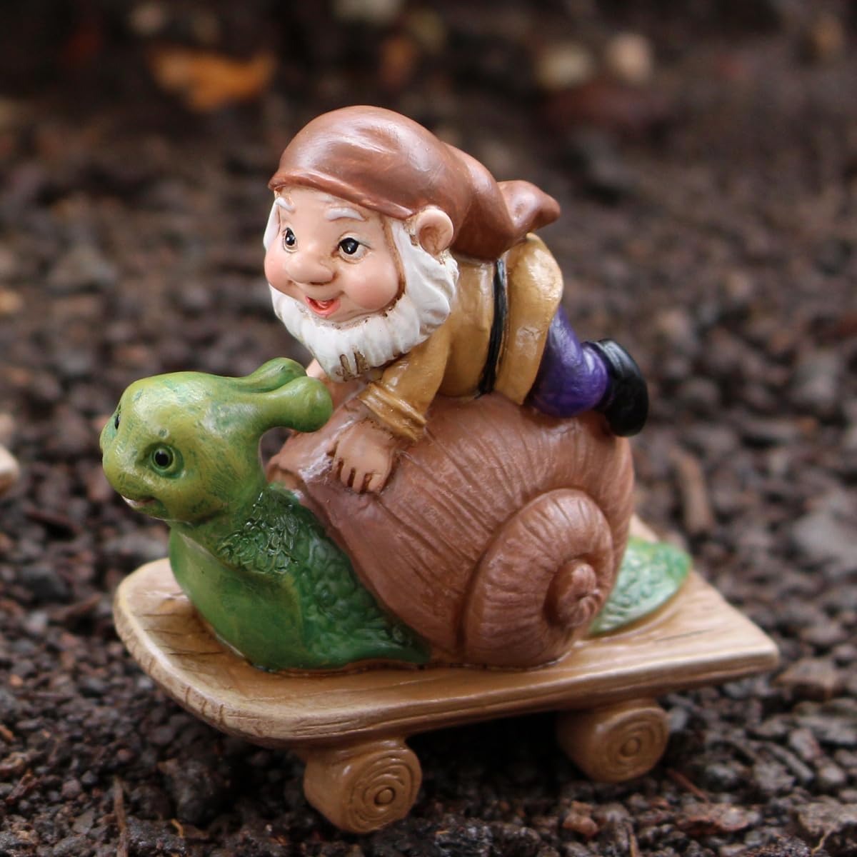 3PCS 3D Mini Gnome Statue, Gnome Riding Turtle, Duck, Snail Statue, Outdoor Fairy Garden Resin Crafts, Micro Landscape Ornaments, Landscaping DIY Garden Sculptures, Yard Lawn Home Decor (3 PCS)