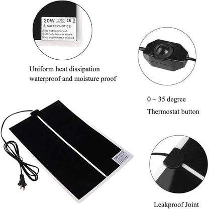 KABASI Reptile Heating Pad, 20W 16.5x11 inch Waterproof Reptile Heat Pad Under Tank Terrarium with Temperature Control, Safety Adjustable Reptile Heat Mat for Turtle, Tortoise, Snakes, Lizard, Gecko