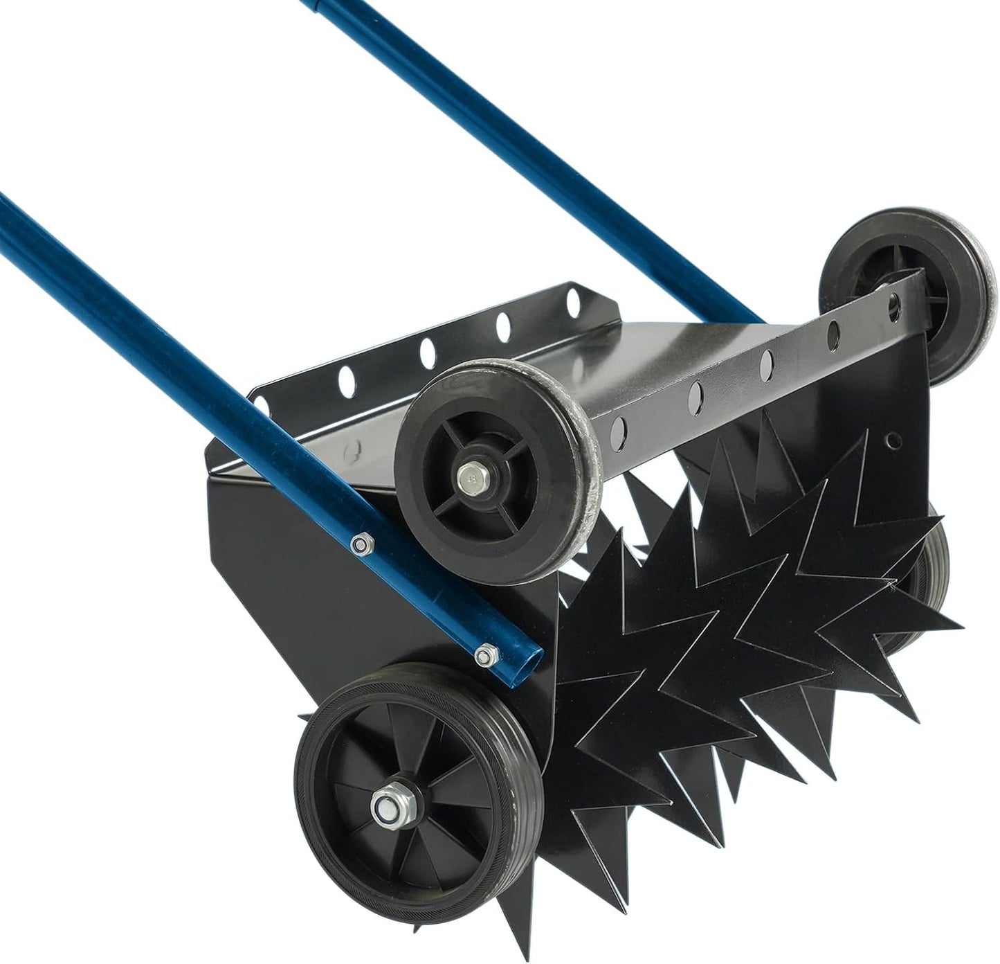VINGLI Lawn Aerator, 19-Inch Heavy Duty Push Spike Aerator with 4 Wheels, Easy-to-Assemble, 45'' Push Rolling Aerator for Lawm, Yard and Garden(Blue)