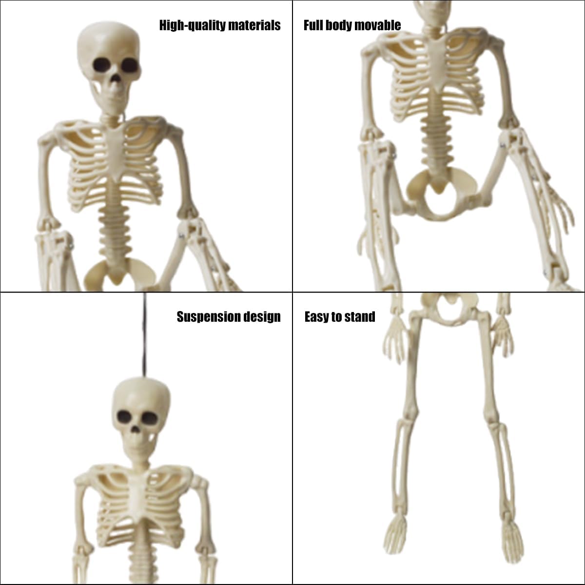 6 Pcs Realistic Spooky Scary Skeletons for Halloween, 16 Inch Outdoor Skeletons Decorations, Skeleton Bulk with Movable Joints for Garden Haunted House Props