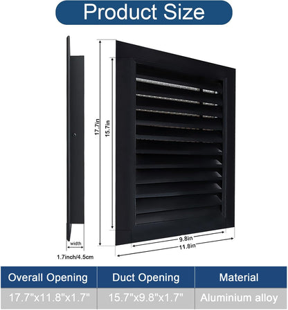 12"x18"Gable Vent - Removable Filter Screen Design, Perfect for Attic Vents and Sheds，Wall,Door, and Shipping Container,Vent Opening 10"x16", Optimal Roof Ventilatio