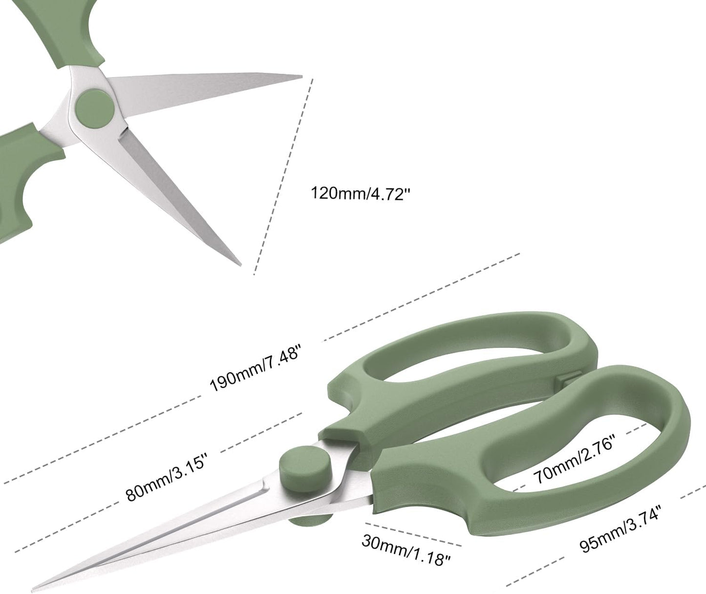 Housolution Flower Scissors, Strong Floral Shears, Premium Steel Pointed Garden Pruning Shears Floral Fruits Leaf Scissors Hand Pruner Snip Trimming Tool for Gardening Flower Arrangement,Avocado Green