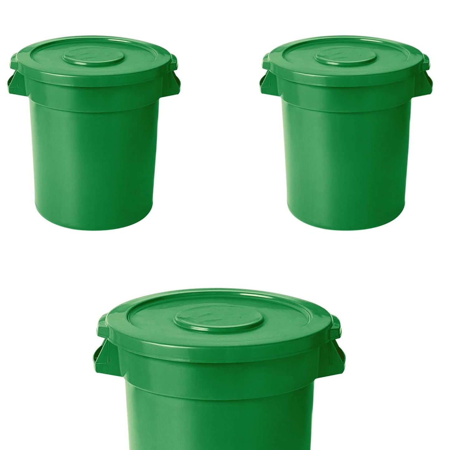 PRO&Family 20 Gallon Trash Can with Lid Round Ingredient Storage Containers Recycling Bin Kitchen Garbage Can Office Garbage Can Trash Barrel Plastic Barrel Yard Waste Bin Outdoor Trashcan (3, Green)
