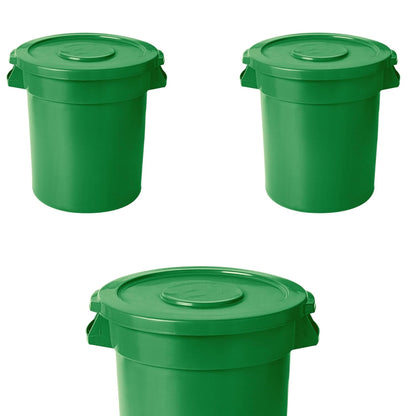 PRO&Family 20 Gallon Trash Can with Lid Round Ingredient Storage Containers Recycling Bin Kitchen Garbage Can Office Garbage Can Trash Barrel Plastic Barrel Yard Waste Bin Outdoor Trashcan (3, Green)