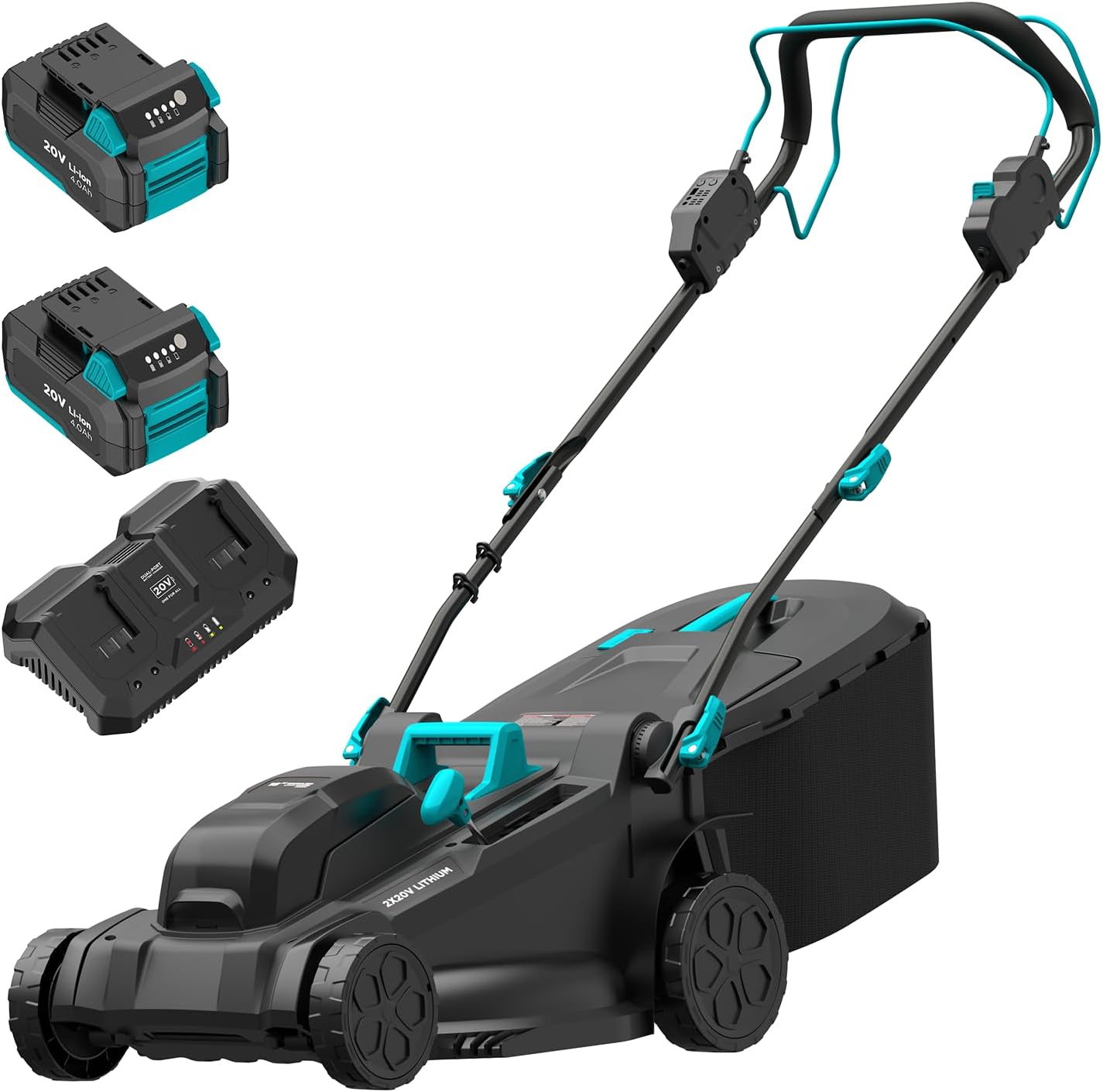 18" Cordless Self-Propelled Lawn Mower, Dual 20V Brushless Electric Push Mower with 6-Level Cutting Height, Includes 2×4.0Ah Batteries & Dual Charger