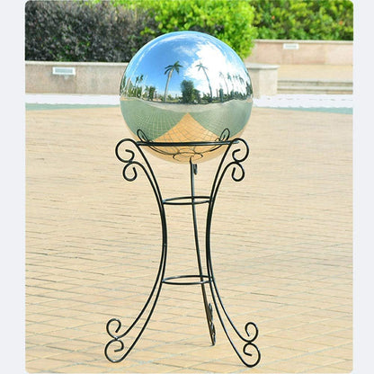 38 cm/15 inch Diameter Gazing Globe Mirror Ball,Silver Stainless Steel Polished Reflective Smooth Garden Sphere,Colorful and Shiny Addition to Any Garden or Home