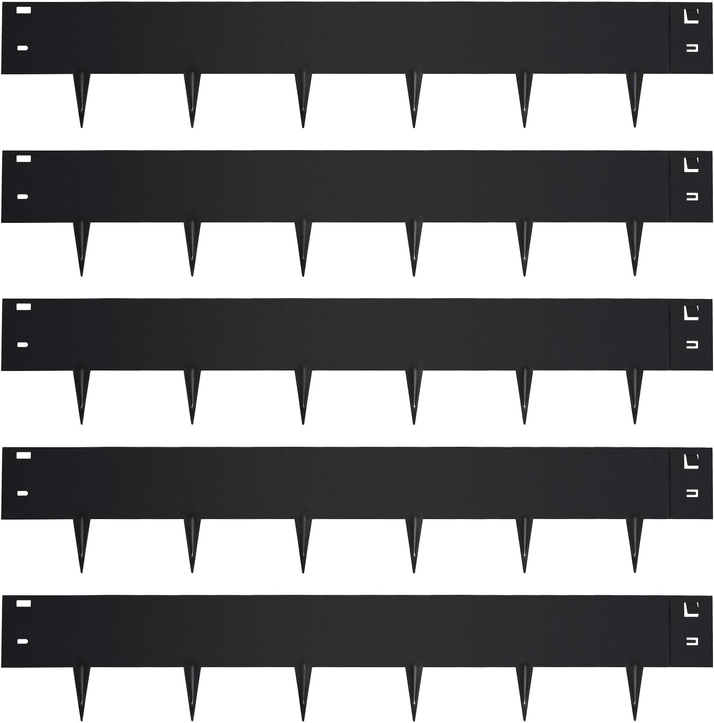 Garden 5PCS Steel Landscape Lawn Edging - 40" L x 7" H (16.7ft Total) Galvanized Steel Landscape Lawn Edging Dentoid Bendable Metal Strips - in Edging Border w/ 6 Clips - Yard Pathway Divider