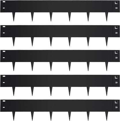 Garden 5PCS Steel Landscape Lawn Edging - 40" L x 7" H (16.7ft Total) Galvanized Steel Landscape Lawn Edging Dentoid Bendable Metal Strips - in Edging Border w/ 6 Clips - Yard Pathway Divider