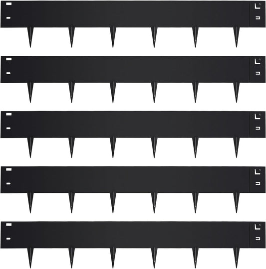 Garden 5PCS Steel Landscape Lawn Edging - 40" L x 7" H (16.7ft Total) Galvanized Steel Landscape Lawn Edging Dentoid Bendable Metal Strips - in Edging Border w/ 6 Clips - Yard Pathway Divider
