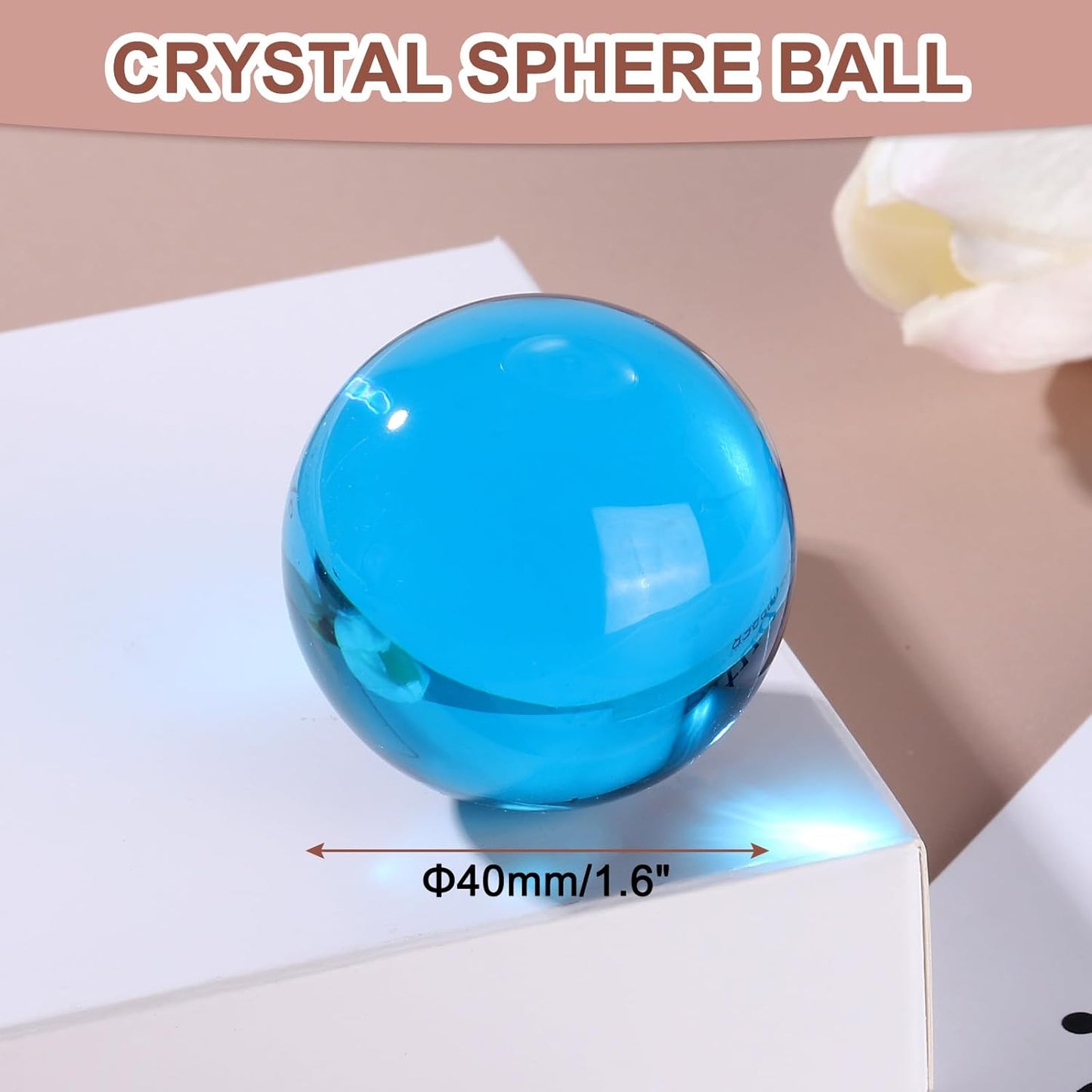 uxcell 40mm/1.6" Crystal Sphere Ball Glass Solid Decorative Sphere Crystal Ball Prop Ornament for Feng Shui Divination Fortune Telling Tabletop Fountain Decoration, Lake Blue
