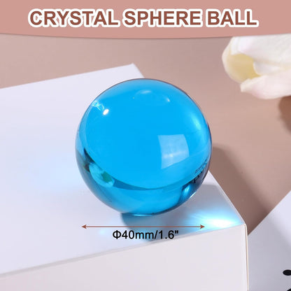 uxcell 40mm/1.6" Crystal Sphere Ball Glass Solid Decorative Sphere Crystal Ball Prop Ornament for Feng Shui Divination Fortune Telling Tabletop Fountain Decoration, Lake Blue