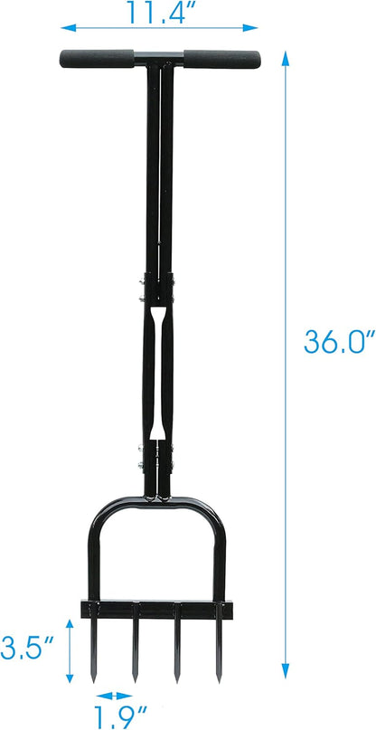 Gardzen Spike Aeration, Heavy Duty Aerator for Compacted Soils and Lawns, 35" x 11", Black