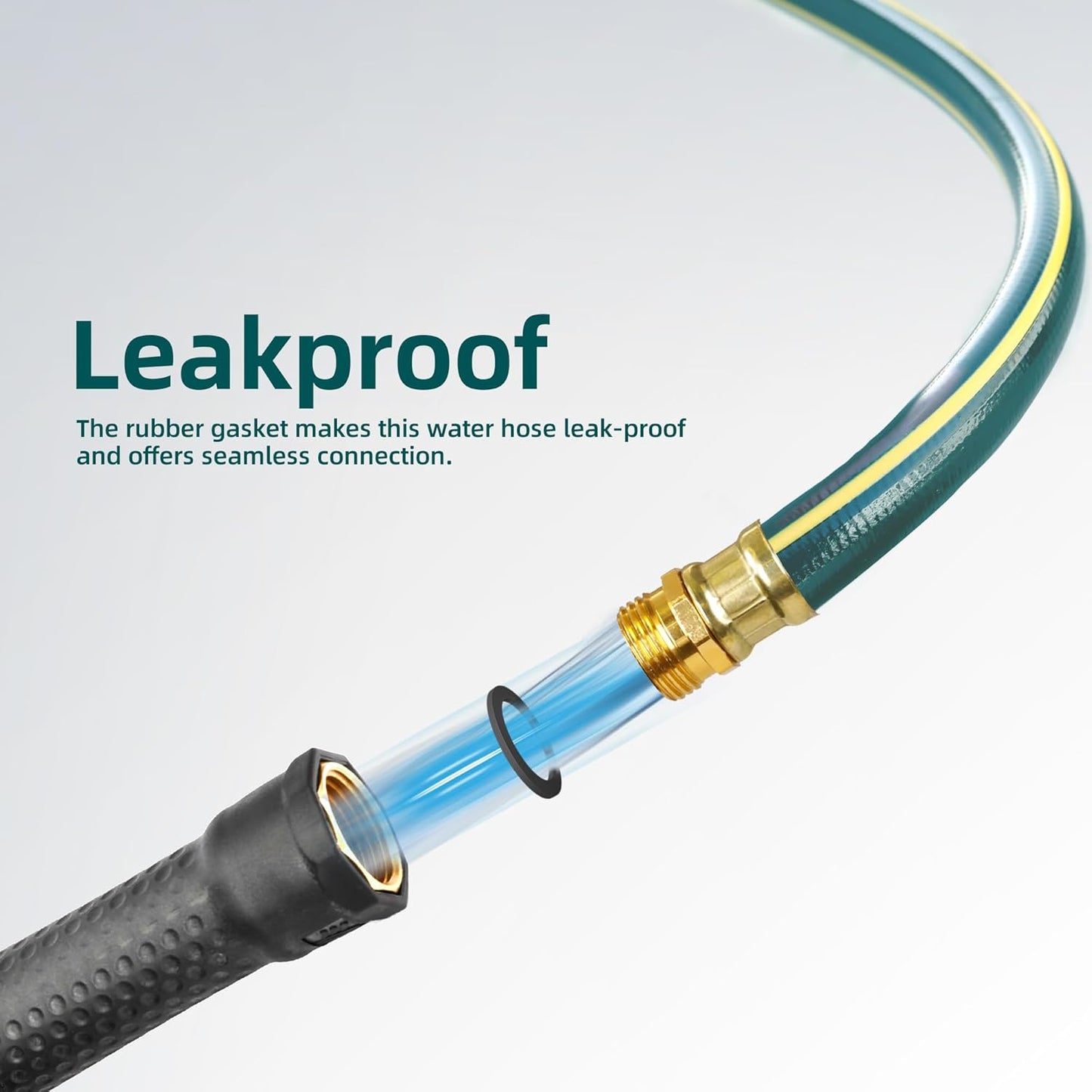 Solution4Patio Long Leader Green Garden Hose 5/8 in. x 50 ft. -Kink Free, No Leaking, Male/Female Fittings -Heavy Duty Durable Flexible Lightweight Water Pipe -Brass Aluminum Ends for Household & Yard