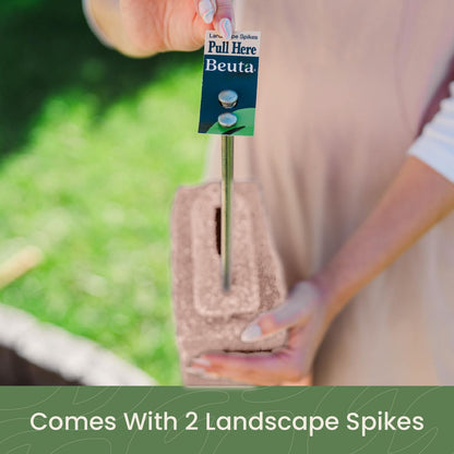 Beuta Landscape Edging | Garden Edging Border | Faux Stone Blocks for Lawn Edging, Flower Beds & Yard Edging – 1 Pack | Each Section Has 6 Blocks 48" L x 4" W x 6.5" H | 2 Spikes | Sandstone