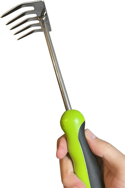 Garden Guru Stainless Steel Hand Rake Cultivator Tiller Tool - Stainless Steel for Ultimate Strength - Rust Resistant - Ergonomic Handle - Gardening Cultivating Loosening Weeding Mulching (2 Pack)