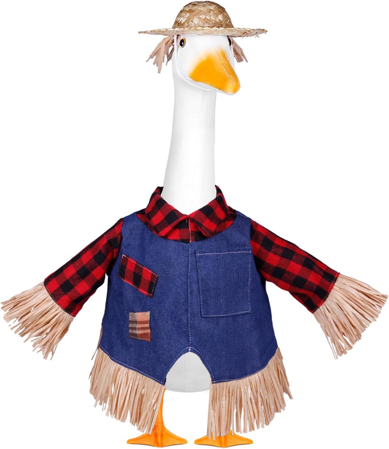 Scarecrow Goose Outfits Halloween Porch Goose Costume for 23inch Thankgiving Geese Clothes Fall Outdoor Garden Yard Patio Lawn Decor