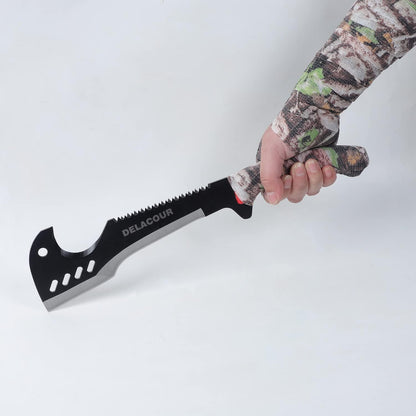 Delacour- Multi-Use Axe MacheteMachete with Nylon Sheath - Survival Machete Ideal for Camping, Fishing, Hunting, Bushcraft - Perfect Brush Axe for Surveying- Gardening Camp Outdoor