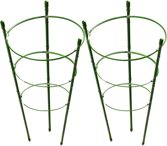 LEOBRO Tomato Cage, 2 PCS Plant Support Cage Rust Resistant Garden Ring Stake Plant Support for Tomato, Trellis, Climbing Plant, Flower, Small Plant Cages for Small Plants,17.7" H