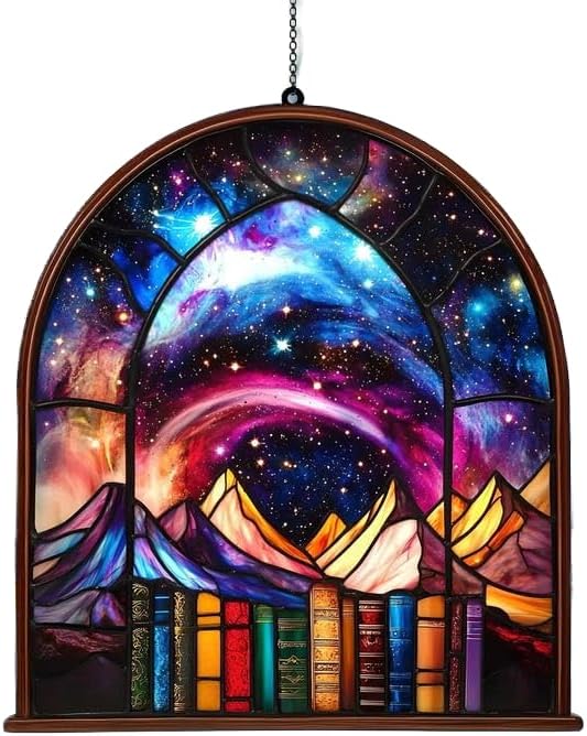 Abstract Night Acrylic Suncatcher Window Hanging Gift for Fantasy Book Reader Bookish Librian