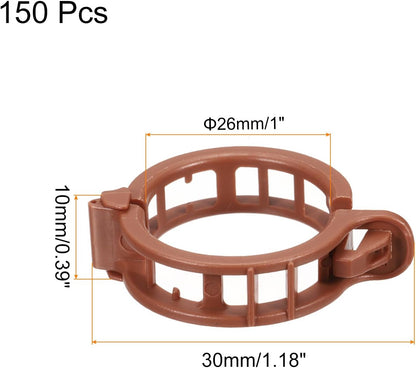 MECCANIXITY 150 Pcs Garden Plant Clips Fixing Clips Brown 30mm Adjusting Plant Lever Loop Clips for Supporting Flower Vine Vegetables Climbing Plant Plant Stems