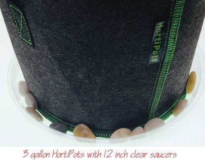 HORTIPOTS Fabric Pots 3 Gallon Non So Floppy Air Pruning Smart Grow Bags Black Gray (Pack of 10)