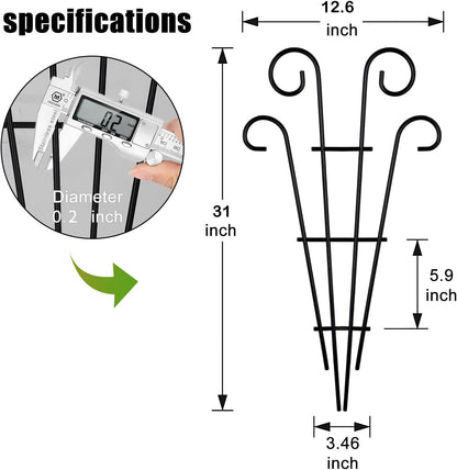 2 Pack Black Coated Wave Pot Trellis 31'' Stakes for Climbing Plants Patio Plant Support for Outdoor,Rose, Vegetable Flower, Backyard