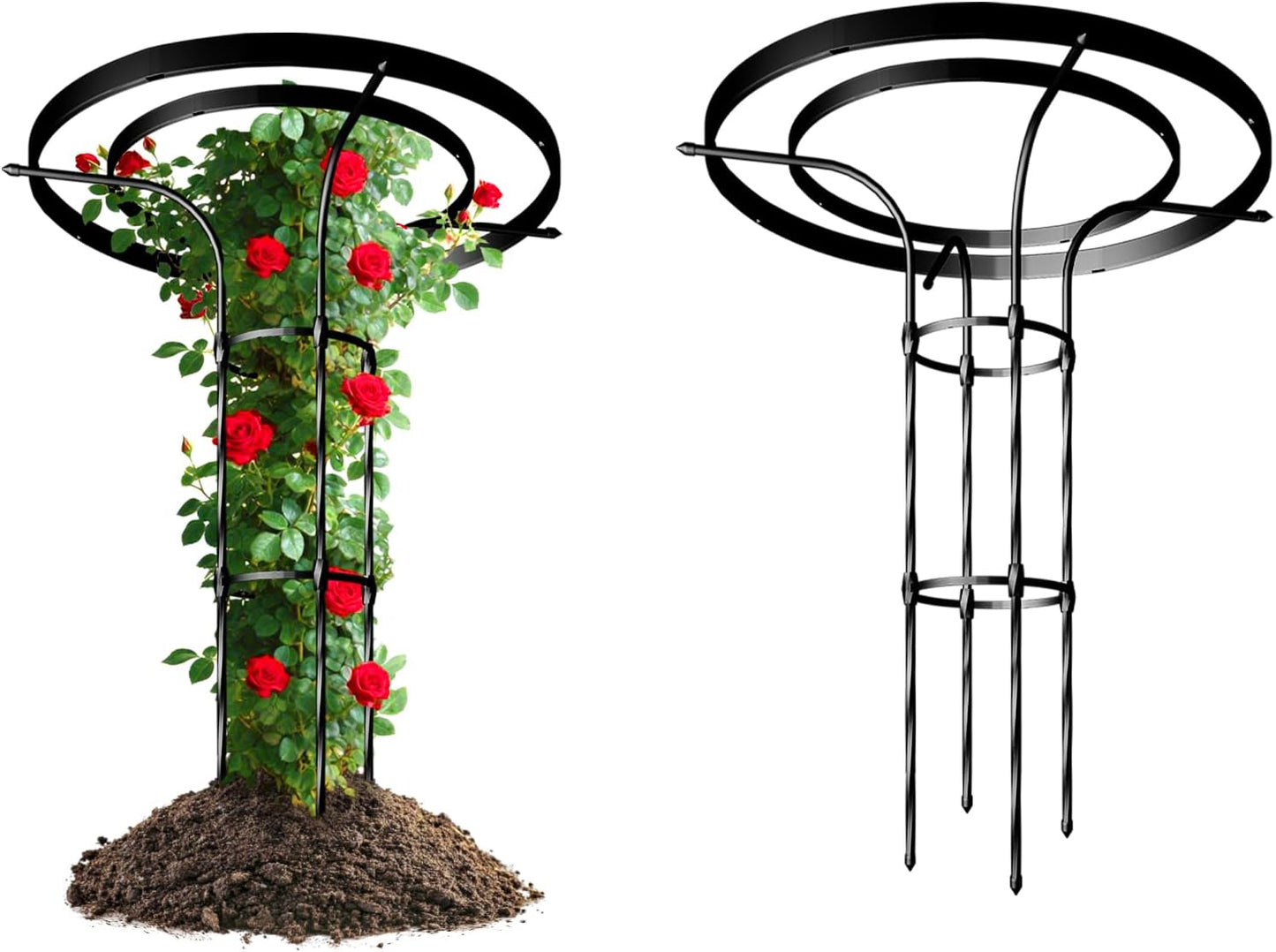 Mushroom Top Trellis for Climbing Plants Outdoor, 3.44FT Decorative Obelisk Plant Support with Rustproof PE-Coated Metal, Rose Trellis for Clematis Ivy, Black