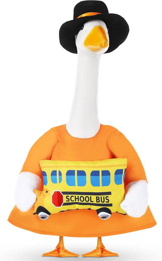 2 Pcs Porch Goose Outfit Halloween Geese Crayon Bus Teacher Cosplay Clothes for 23" Lawn Cement