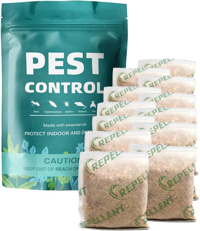 Pest Control Pouches, Rodent Repellent Repel Mice, Mouse, Rats, Ants, Roaches, Spiders, Moths & Other Pest, Mouse Rat Repellent Safe for Kids & Pets, Mice Repellent 12P