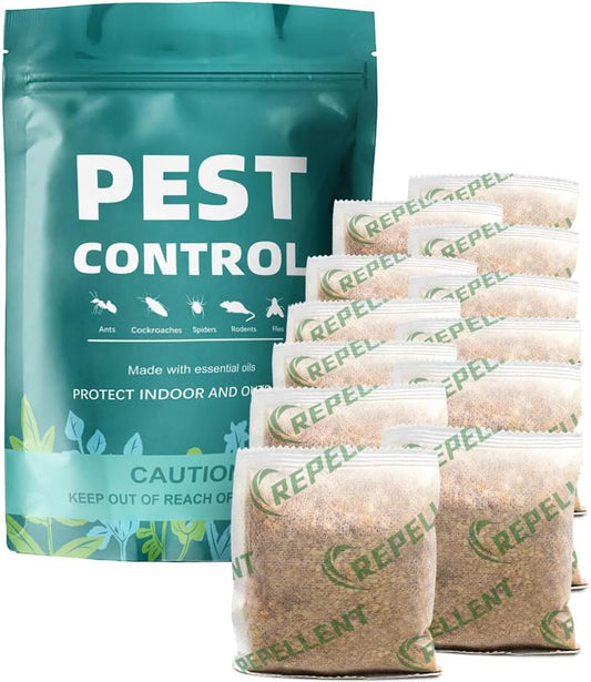 Pest Control Pouches, Rodent Repellent Repel Mice, Mouse, Rats, Ants, Roaches, Spiders, Moths & Other Pest, Mouse Rat Repellent Safe for Kids & Pets, Mice Repellent 12P