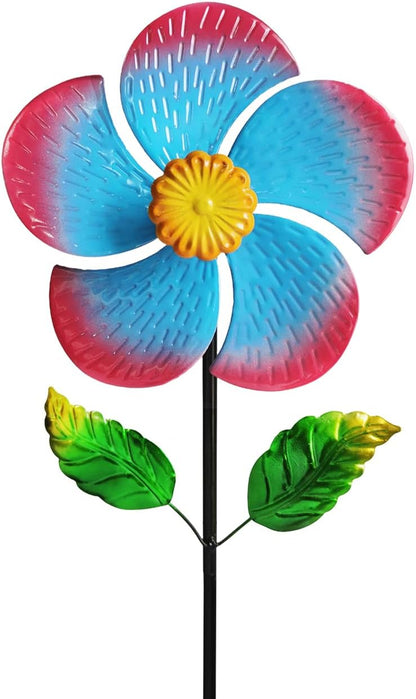 Garden Wind Spinners & Metal Wind Sculptures - Outdoor Windmill Decor with Vibrant Red & Blue, Yard Art for Patio Lawn Garden Ornament, Dynamic Wind Spinner Sculpture for Landscape 1Pack