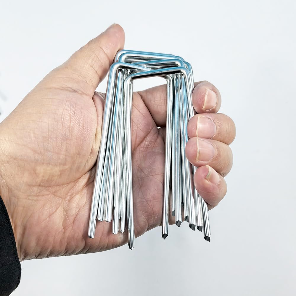8 Gauge Ground Staples 4 Inch Landscape Staples 30Pack Metal Lawn Ground Barrier Cover Wire Heavy Duty U Stakes Pins