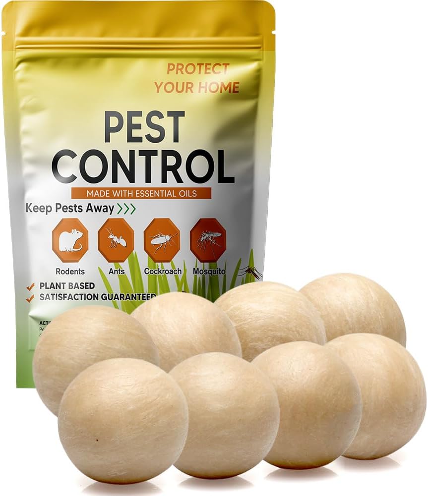 Pest Control, Rodent Repellent, Mouse Repellent, Spider Repellent, Mice Repellent Indoor, Rat Repellent Outdoor, Peppermint Balls for Rodents, Ants, Roach, Pest Repellent,Safe for Kids and Pets-8P
